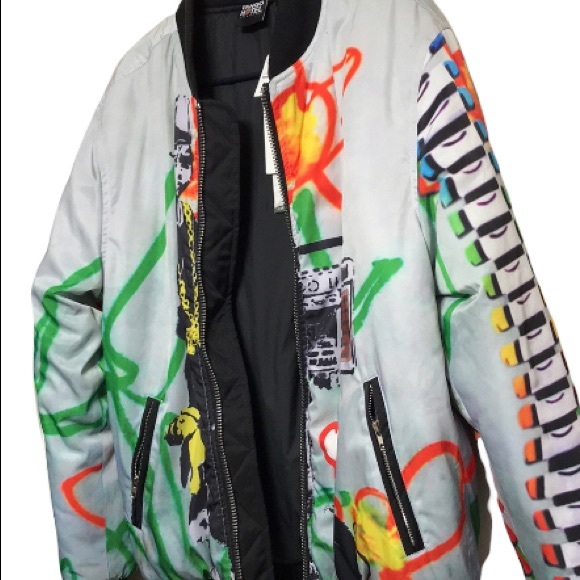 NWT—TANGO HOTEL Brandalised Boy With Teddy Bomber Jacket.. Size:Medium - Picture 5 of 13